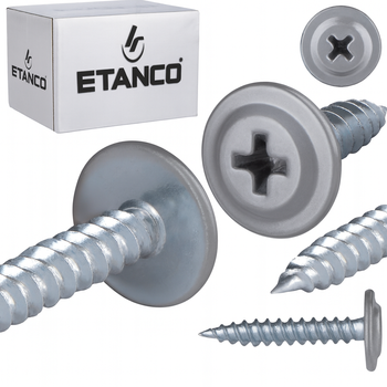 ETANCO GM-S selbstschneidende Blechschrauben Flachkopf RAL 9006 Weißaluminium 4,2 x 38 mm 250 Stk.