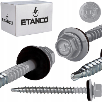 ETANCO Selbstbohrschrauben Trapezblechschrauben RAL 9006 4,8 x 60 mm 100 Stk.