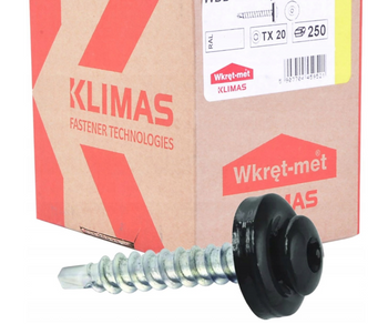 KLIMAS WDD selbstbohrende Spenglerschrauben für Blech auf Holz RAL 9005 Tiefschwarz 4,8 x 35 mm 250 St.