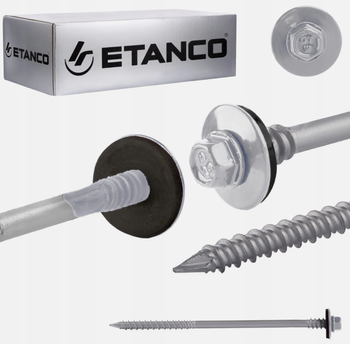 Etanco Sandwichplatten-Schrauben Holz Beton RAL 9006, 230 mm 100 Stk.