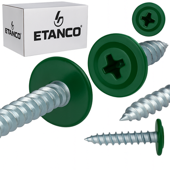 ETANCO GM-S selbstschneidende Blechschrauben Flachkopf RAL 6005 Moosgrün 4,2 x 16 mm 250 Stk.