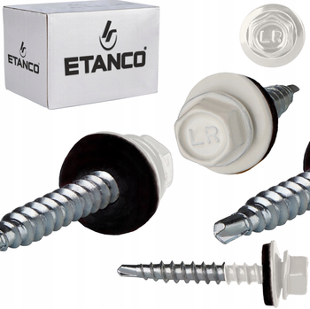 ETANCO Selbstbohrschrauben Trapezblechschrauben RAL 9010 4,8 x 50 mm 100 Stk.