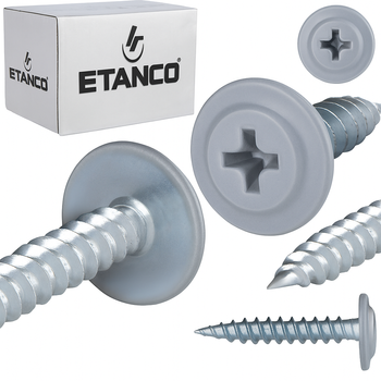 ETANCO GM-S selbstschneidende Blechschrauben Flachkopf RAL 7040 Fenstergrau 4,2 x 50 mm 250 Stk.