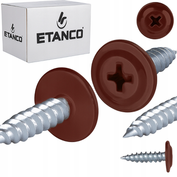 ETANCO GM-S selbstschneidende Blechschrauben Flachkopf RAL 3009 Oxidrot  4,2 x 16 mm 250 Stk.