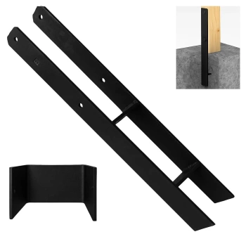 H-Pfostenträger zum Einbetonieren schwarz pulverbeschichtet aus Stahl 201x600x5 mm