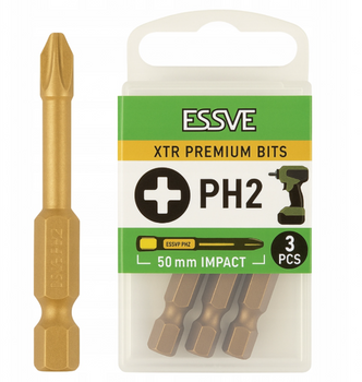 ESSVE XTR Impact Bits für Schlagschrauber PH2 Schlagfest 50 mm 3 St.