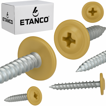 ETANCO GM-S selbstschneidende Blechschrauben Flachkopf RAL 1002 Sandgelb 4,2 x 25 mm 250 Stk.