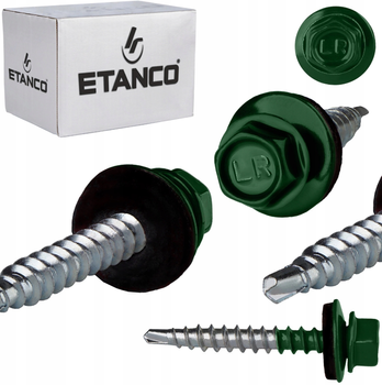 ETANCO Selbstbohrschrauben Trapezblechschrauben RAL 6005 4,8 x 100 mm 100 Stk.