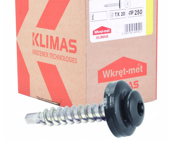 KLIMAS WDD selbstbohrende Spenglerschrauben für Blech auf Holz RAL 7024 Graphitgrau 4,8 x 35 mm 250 St.