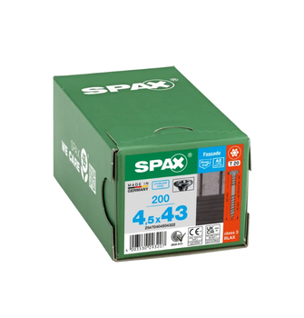 Spax Fassadenschraube Edelstahl A2 4,5 x 43 mm 200 Stk. Schwarz