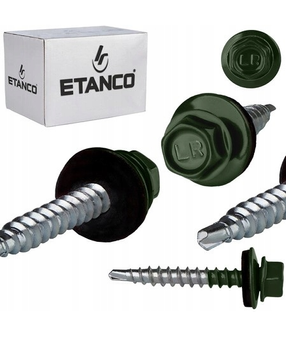 ETANCO Selbstbohrschrauben Trapezblechschrauben RAL 6020 4,8 x 100 mm 100 Stk.