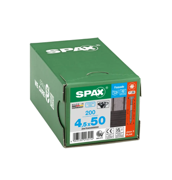 Spax Fassadenschraube Edelstahl A2 4,5 x 50 mm 200 Stk. Schwarz