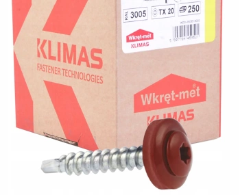 KLIMAS WDD selbstbohrende Spenglerschrauben für Blech auf Holz RAL 3005 Weinrot 4,8 x 35 mm 250 St.