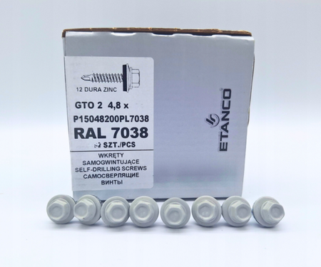 ETANCO Selbstbohrschrauben Trapezblechschrauben RAL 7038 4,8 x 20 mm 250 Stk.