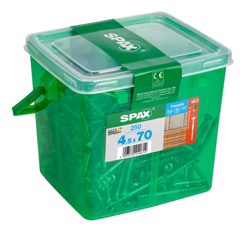 Spax Fassadenschraube Edelstahl A2 4,5 x 70 mm 250 Stk. Silber Henkelbox