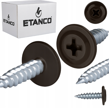 ETANCO GM-S selbstschneidende Blechschrauben Flachkopf RAL 8019 Graubraun 4,2 x 16 mm 250 Stk.