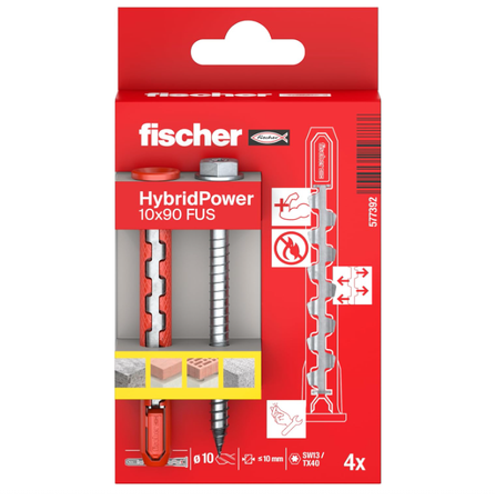 Fischer HybridPower 10x90 FUS K Sechstkantschraube Dübel 4 Stk.