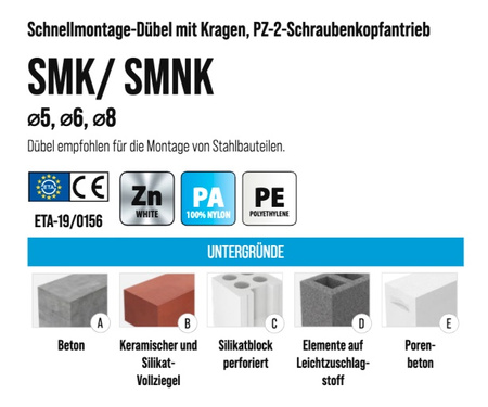 Nageldübel pilzkopf 8x60
