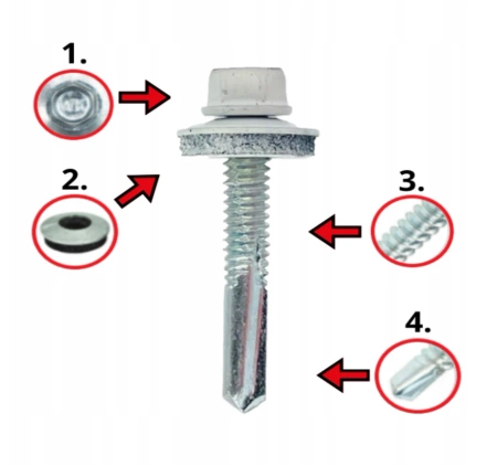KLIMAS WSS Selbstbohrschrauben für Blech Metall RAL 9003 Signalweiß 5,5 x 32 mm 250 Stk.