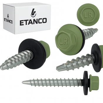 ETANCO Selbstbohrschrauben Trapezblechschrauben RAL 6011 4,8 x 50 mm 100 Stk.
