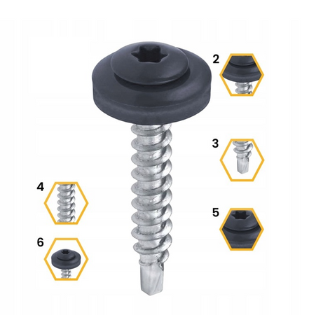 KLIMAS WDD selbstbohrende Spenglerschrauben für Blech auf Holz RAL 7016 Anthrazitgrau 4,8 x 35 mm 250 St.