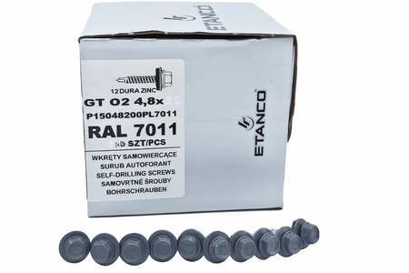 ETANCO Selbstbohrschrauben Trapezblechschrauben RAL 7011 4,8 x 35 mm 250 Stk.