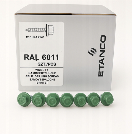 ETANCO Selbstbohrschrauben Trapezblechschrauben RAL 6011 4,8 x 60 mm 100 Stk.