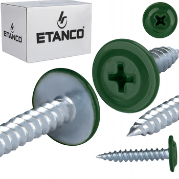 ETANCO GM-S selbstschneidende Blechschrauben Flachkopf RAL 6020 Chromoxidgrün 4,2 x 19 mm 250 Stk.