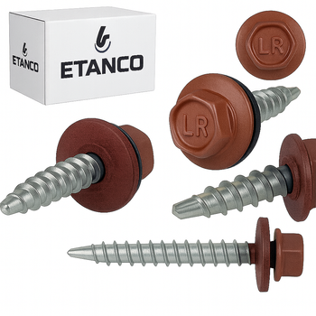 ETANCO Selbstbohrschrauben Trapezblechschrauben RAL 3011 4,8 x 50 mm 100 Stk.