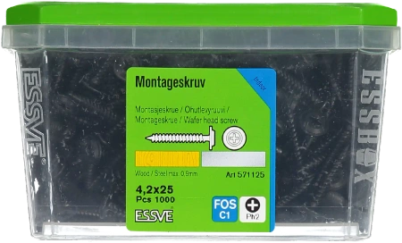 ESSVE Profilverbindungsschrauben PH2 schwarz im ESSBOX 4,2 x 25 mm 1000 Stk.