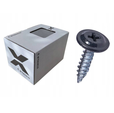 ETANCO GM-S selbstschneidende Blechschrauben Flachkopf RAL 9005 Tiefschwarz 4,2 x 16 mm 250 Stk.