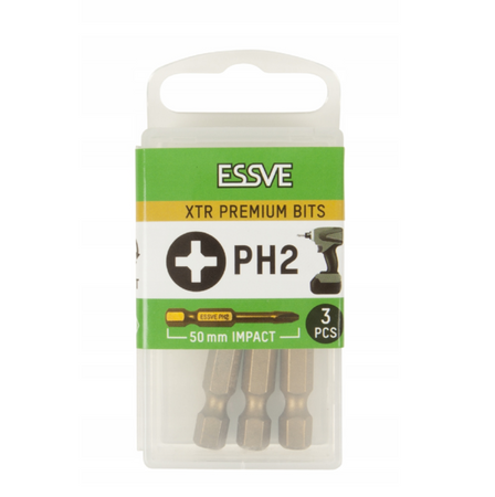 ESSVE XTR Impact Bits für Schlagschrauber PH2 Schlagfest 50 mm 3 St.