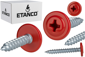ETANCO GM-S selbstschneidende Blechschrauben Flachkopf RAL 3000 Feuerrot 4,2 x 14 mm 250 Stk.