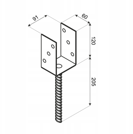 Domax U-Pfostenträger Pfostenanker PS 90UC 91x120x4 mm schwarz 1 Stk.