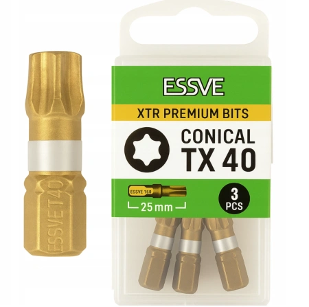 ESSVE XTR Hochwertige Schrauberbits für Profis Torx Bits TX40 25 mm