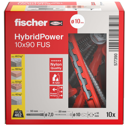 Fischer HybridPower 10x90 FUS (10) Sechstkantschraube Dübel 10 Stk.
