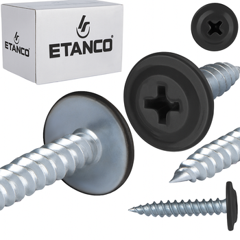 ETANCO GM-S selbstschneidende Blechschrauben Flachkopf RAL 7021 Schwarzgrau 4,2 x 19 mm 250 Stk.