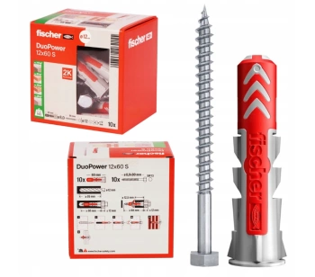 Fischer DUOPOWER 12x60 S Universaldübel Allzweckdübel mit Schraube 10 St.