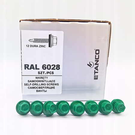 ETANCO Selbstbohrschrauben Trapezblechschrauben RAL 6028 4,8 x 20 mm 250 Stk.