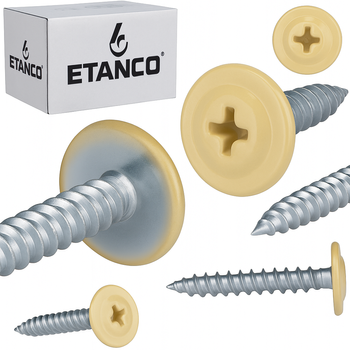ETANCO GM-S selbstschneidende Blechschrauben Flachkopf RAL 1015 Hellelfenbein 4,2 x 19 mm 250 Stk.