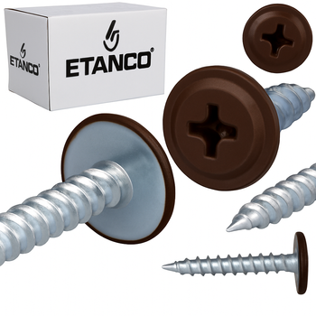ETANCO GM-S selbstschneidende Blechschrauben Flachkopf RAL 8017 Schokoladenbraun 4,2 x 65 mm 250 Stk.