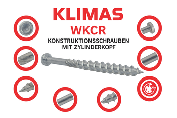 Klimas WKCR Konstruktionsschrauben mit Zylinderkopf Torx 8 x 180 mm 50 Stk.