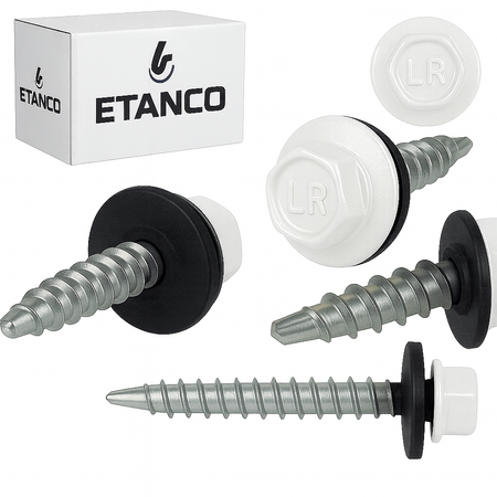 ETANCO Selbstbohrschrauben Trapezblechschrauben RAL 9003 4,8 x 35 mm 250 Stk.