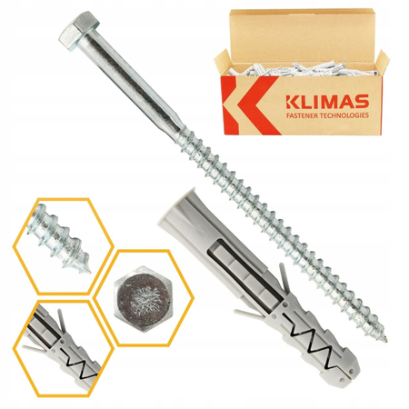 Klimas KKX Spreizdübel mit Sechskantschraube 10x80 mm 100 Stück