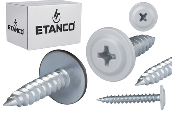 ETANCO GM-S selbstschneidende Blechschrauben Flachkopf RAL 7035 Lichtgrau 4,2 x 38 mm 250 Stk.
