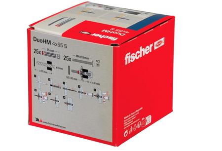 fischer Hohlraumdübel DuoHM 4 x 55 S PZ mit Schrauben 25 Stück
