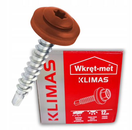 KLIMAS WDD selbstbohrende Spenglerschrauben für Blech auf Holz RAL 8004 Kupferbraun 4,8 x 35 mm 250 St.