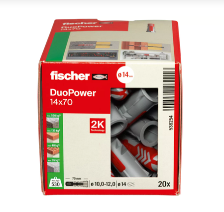 Fischer DUOPOWER Universaldübel leistungsstarker 2-Komponenten-Dübel 14 x 70 mm