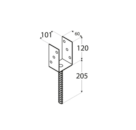 Domax U-Pfostenträger Pfostenanker PS 100U ZNZ 101x120x4 mm gelb 1 Stk.