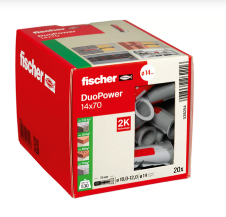 Fischer DUOPOWER Universaldübel leistungsstarker 2-Komponenten-Dübel 14 x 70 mm